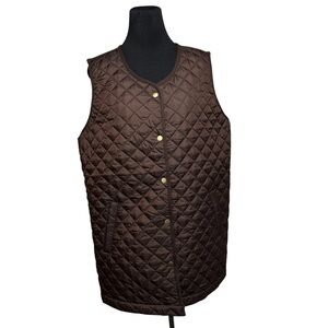 Denim & Co. Heritage Quilted Sweater Vest Brown Plus 2X | XXL Equestrian Layer